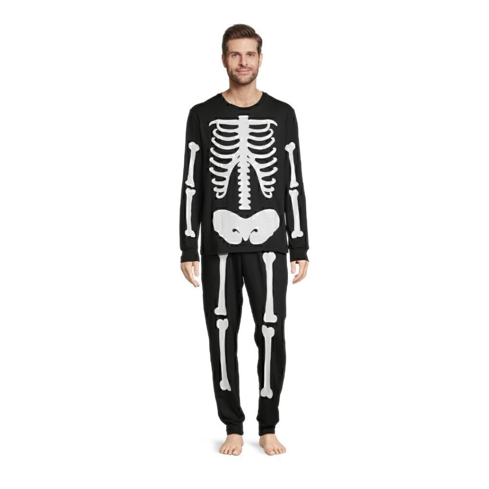 Nwt Family Look Men's Halloween Glow in the Dark Skeleton Pajama Set